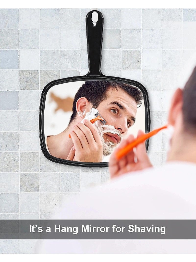 PROTECLE Hand Mirror, 10.3"" L x 7.4"" W Salon Barber Hairdressing Handheld Mirror with Handle, Square Black - Image 4